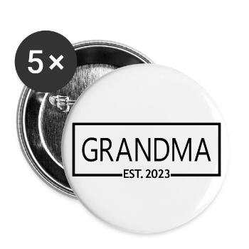 Grandma Est. 2023, Grandma To Be, Pregnancy Reveal - Buttons small 1''/25 mm (5-pack) - white - Front