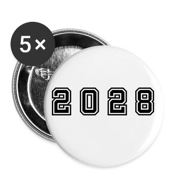 2028 Jahr Zahl - Buttons klein 25 mm (5er Pack) - Weiß - Vorne