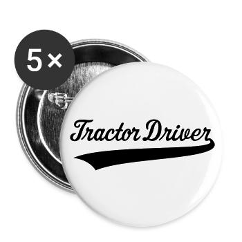 Tractor Driver – Lettering (Farmer / Black) - Buttons small 1''/25 mm (5-pack) - white - Front