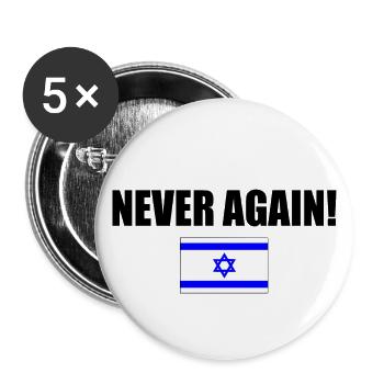 Never again - israel - Buttons klein 25 mm (5er Pack) - Weiß - Vorne