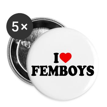 I love femboys - Lot de 5 petits badges (25 mm) - blanc - Devant