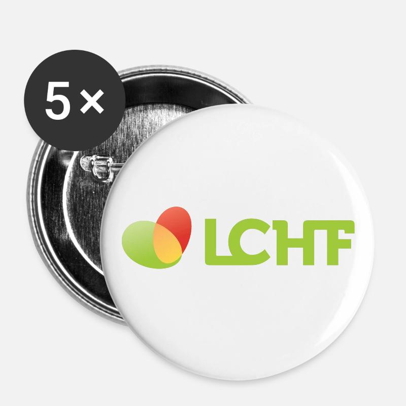 Logo LCHF de - Buttons klein 25 mm (5er Pack) - Weiß