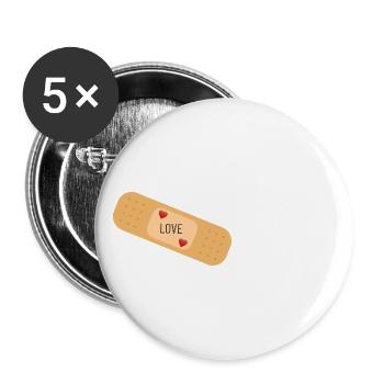 Love heals all wounds, Love heals - Buttons small 1''/25 mm (5-pack) - white - Front