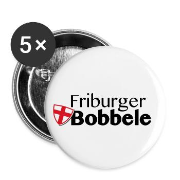 Friburger Bobbele Logo schwarze Schrift - Buttons klein 25 mm (5er Pack) - Weiß - Vorne