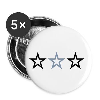 3 STERNE - Buttons klein 25 mm (5er Pack) - Weiß - Vorne