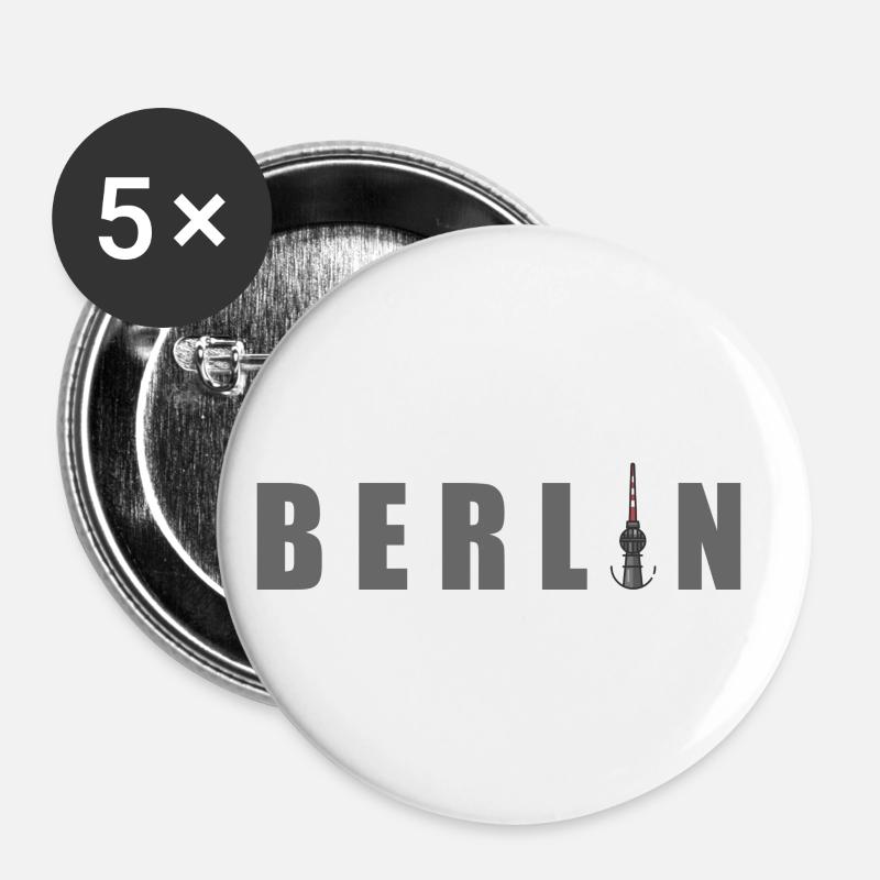 Berlin - Lot de 5 petits badges (25 mm) - blanc