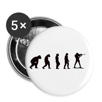 Biathlete Biathlon Gift Evolution Winter Sports - Buttons small 1''/25 mm (5-pack) - white - Front