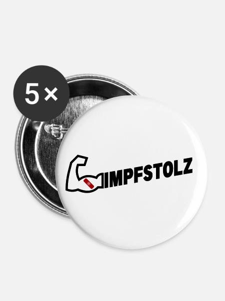 Impfstolz - Buttons klein 25 mm (5er Pack) - Weiß