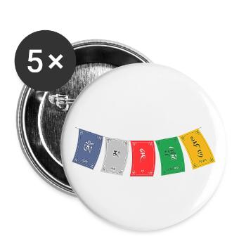 OM MA NI PADME HUM - Prayer Flags 5 - Buttons klein 25 mm (5er Pack) - Weiß - Vorne