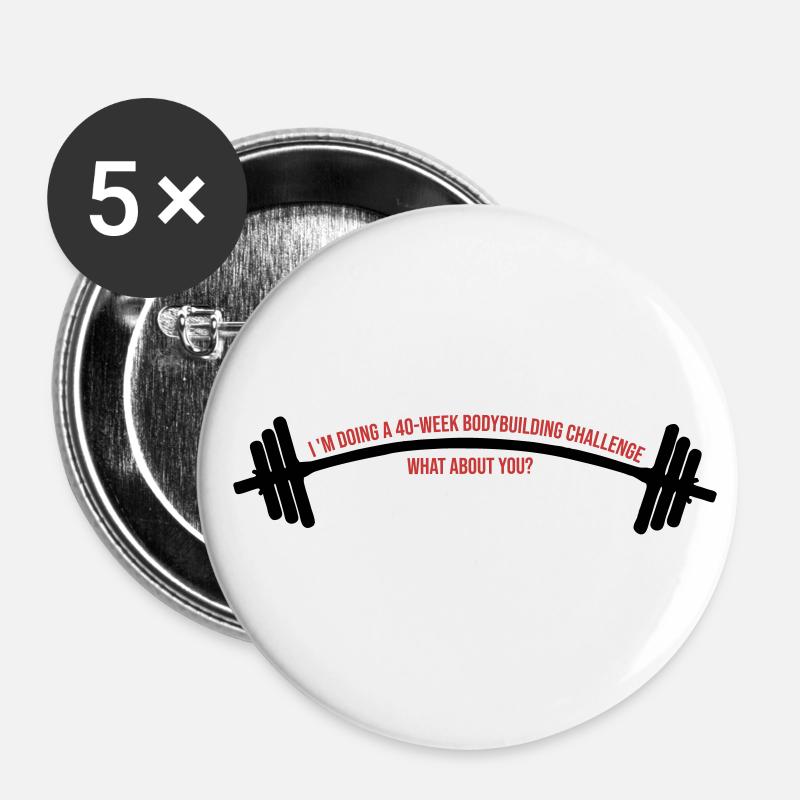 40 semaines de construction de bébé - Lot de 5 petits badges (25 mm) - blanc