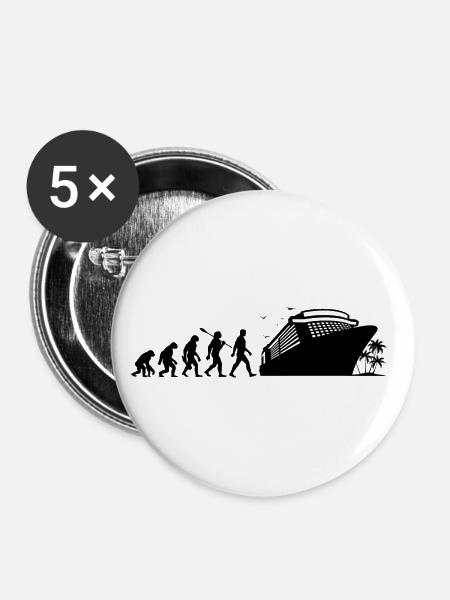 Evolution Kreuzfahrt - Schiffsreise - Urlaub - Buttons klein 25 mm (5er Pack) - Weiß