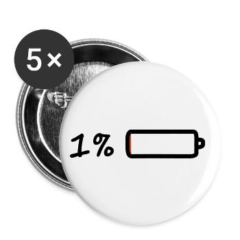 1% Akku - Buttons klein 25 mm (5er Pack) - Weiß - Vorne