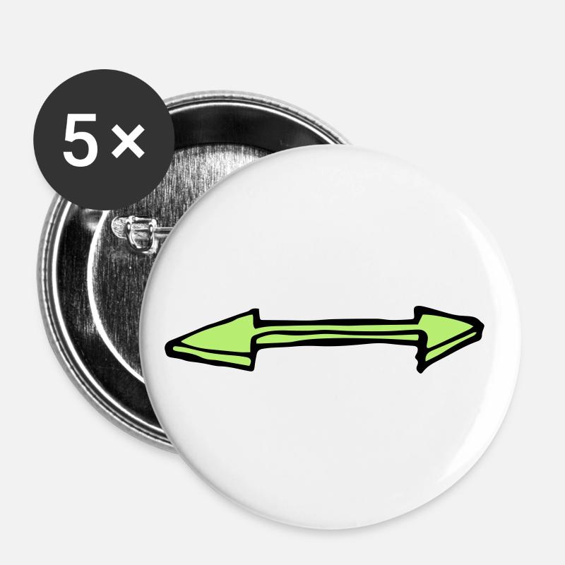 Grüner Doppelpfeil links und rechts - Buttons klein 25 mm (5er Pack) - Weiß