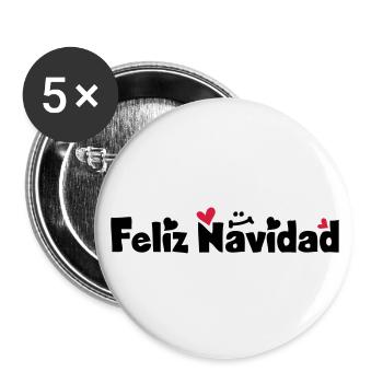 Feliz Navidad Merry Christmas - Buttons small 1''/25 mm (5-pack) - white - Front