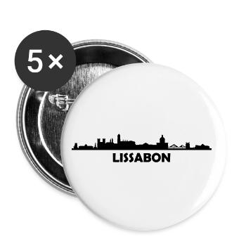 Skyline Lissabon Text - Buttons klein 25 mm (5er Pack) - Weiß - Vorne