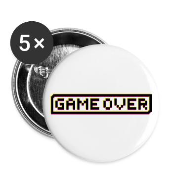 Game Over Retro Schriftzug - Buttons klein 25 mm (5er Pack) - Weiß - Vorne