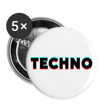 TECHNO - Buttons klein 25 mm (5er Pack) - Weiß - Vorne