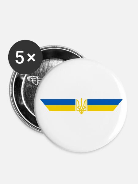 Ukraine - Buttons klein 25 mm (5er Pack) - Weiß