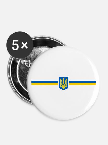 Ukraine - Buttons klein 25 mm (5er Pack) - Weiß