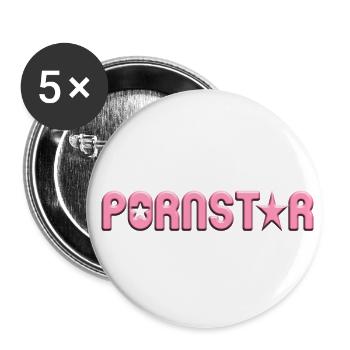 PORNOSTAR - Buttons klein 25 mm (5er Pack) - Weiß - Vorne