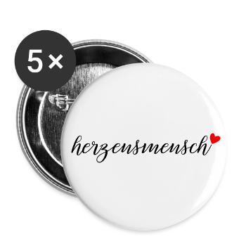 herzensmensch - Buttons klein 25 mm (5er Pack) - Weiß - Vorne