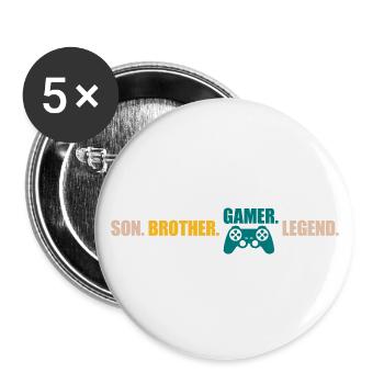 Son Brother Gamer Legend - Buttons small 1''/25 mm (5-pack) - white - Front