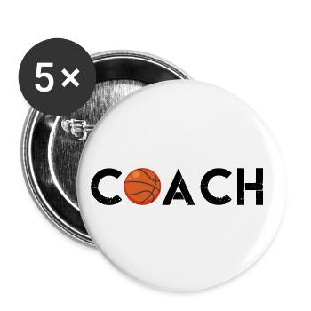 Trainer-Basketball | Le Meil Basketballtrainergeschenk - Buttons klein 25 mm (5er Pack) - Weiß - Vorne