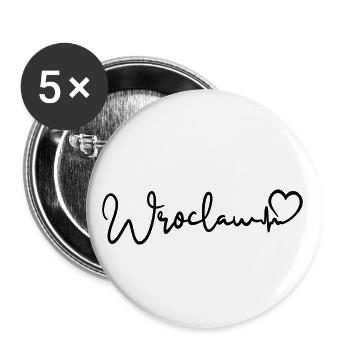 Battements de cœur de Wroclaw - Lot de 5 petits badges (25 mm) - blanc - Devant