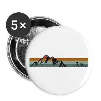 Montagne et VTT - Lot de 5 petits badges (25 mm) - blanc - Devant