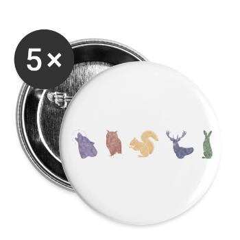 Boho Line Art Design, série « Bois » - Lot de 5 petits badges (25 mm) - blanc - Devant