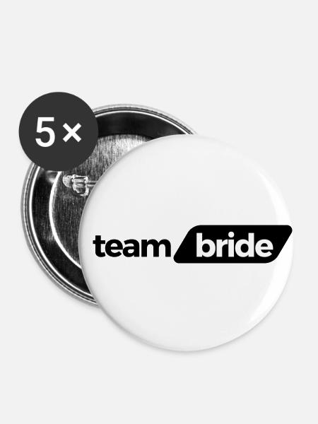 Team Bride - Buttons klein 25 mm (5er Pack) - Weiß