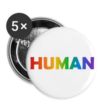 Texte arc-en-ciel humain fierté LGBTQ - Lot de 5 petits badges (25 mm) - blanc - Devant