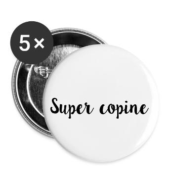 Super copine - Lot de 5 petits badges (25 mm) - blanc - Devant
