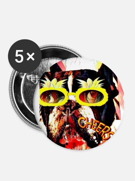 Cheers Frenchie - Buttons klein 25 mm (5er Pack) - Weiß
