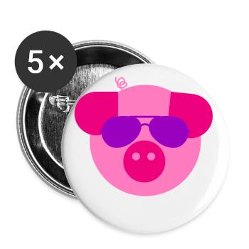 Lucky charms, pigs, gifts, rural youth - Buttons small 1''/25 mm (5-pack) - white - Front