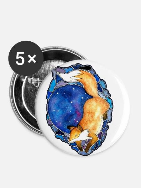 Galaxie Mond Rotfuchs - Buttons klein 25 mm (5er Pack) - Weiß