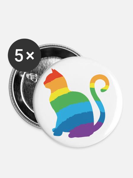 rainbow cat - Buttons klein 25 mm (5er Pack) - Weiß