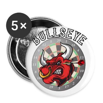 Bullseye Darts Fan Dartpfeil Dartboard - Buttons klein 25 mm (5er Pack) - Weiß - Vorne
