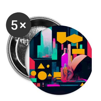 Cyber City - Buttons klein 25 mm (5er Pack) - Weiß - Vorne