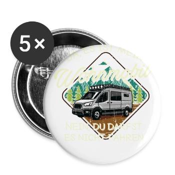 Ja das ist mein Wohnmobil - Buttons klein 25 mm (5er Pack) - Weiß - Vorne