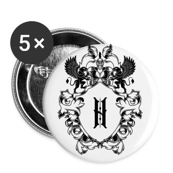 H Buchstabe Wappen - Buttons klein 25 mm (5er Pack) - Weiß - Vorne