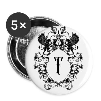 T Buchstabe Wappen - Buttons klein 25 mm (5er Pack) - Weiß - Vorne