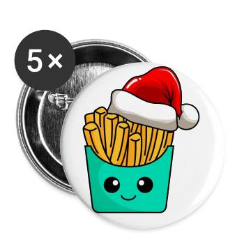 Français Noël de Noël Comic - Lot de 5 petits badges (25 mm) - blanc - Devant