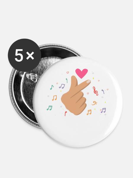 K-Pop Freizeit Koreapopmusik - Buttons klein 25 mm (5er Pack) - Weiß
