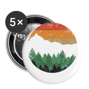 Retro Wald Outdoor Naturliebhaber - Buttons klein 25 mm (5er Pack) - Weiß - Vorne