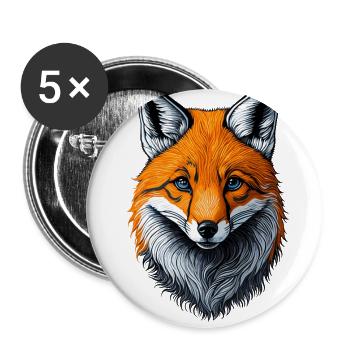 Süßer Fuchs Motiv Waldtier Fox Süß Schlau - Buttons klein 25 mm (5er Pack) - Weiß - Vorne