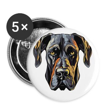 Great Dane Dog Portrait - Buttons small 1''/25 mm (5-pack) - white - Front