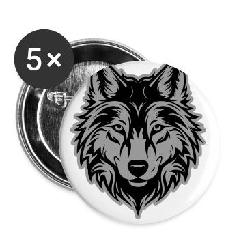 Wolf Silhouette - Buttons klein 25 mm (5er Pack) - Weiß - Vorne