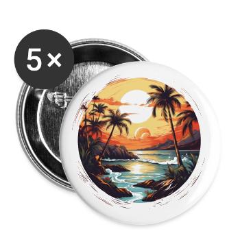 Zeitreise in die 70er: Authentisches Retro-Design - Buttons klein 25 mm (5er Pack) - Weiß - Vorne