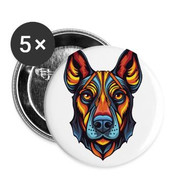 Doberman Dog Portrait - Buttons small 1''/25 mm (5-pack) - white - Front